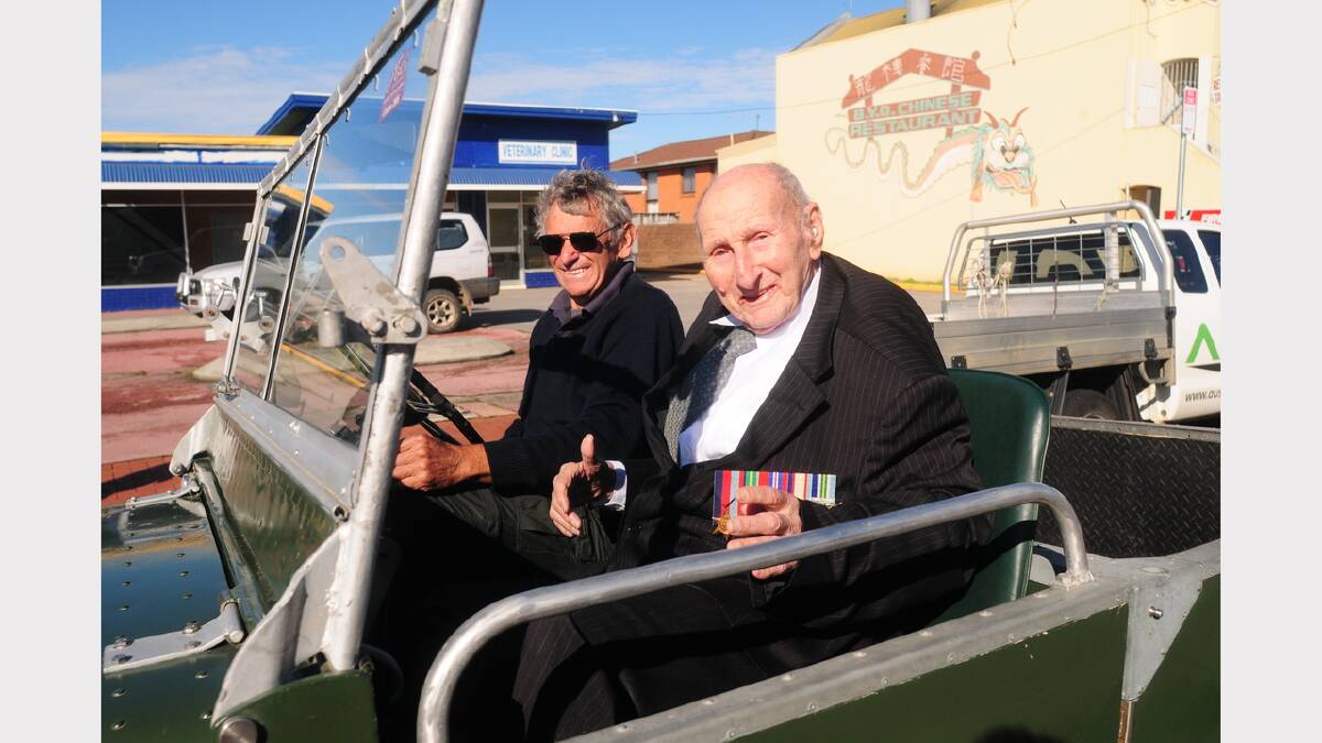 Richard Edmunds, of Sidmouth, drives 95-year -ld Athol Geale, of George Town, who was in the 39th Battalion. Picture: Paul Scambler