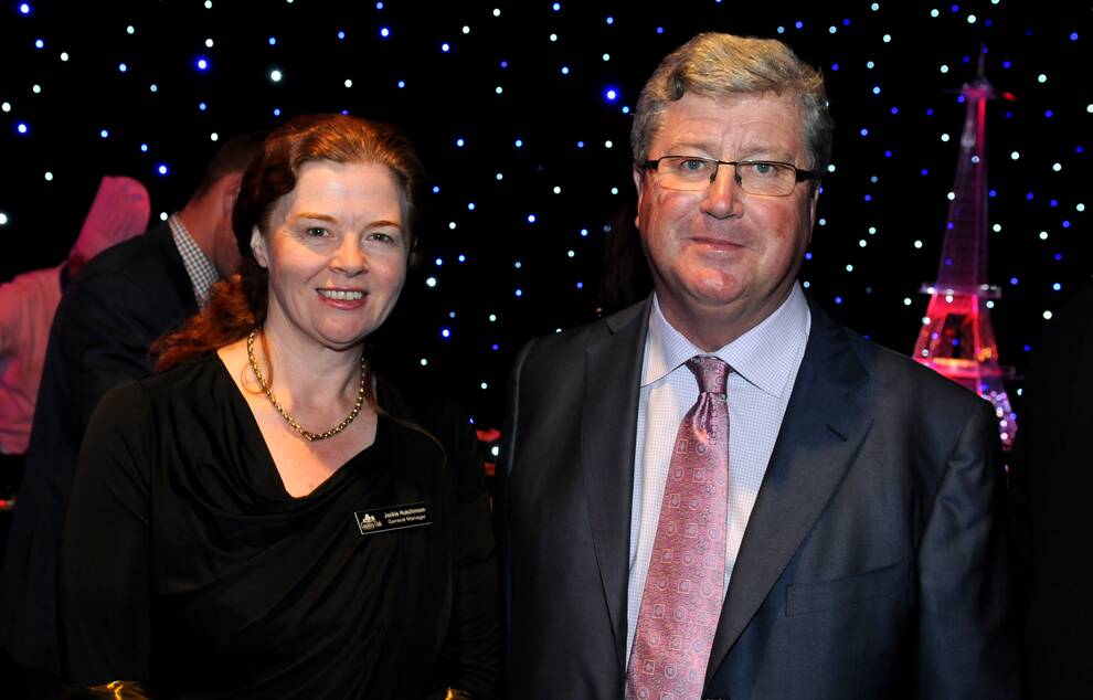 Country Club general manager Jackie Hutchinson and Federal Group managing director Greg Farrell at the Country Club Christmas party. Picture: GEOFF ROBSON