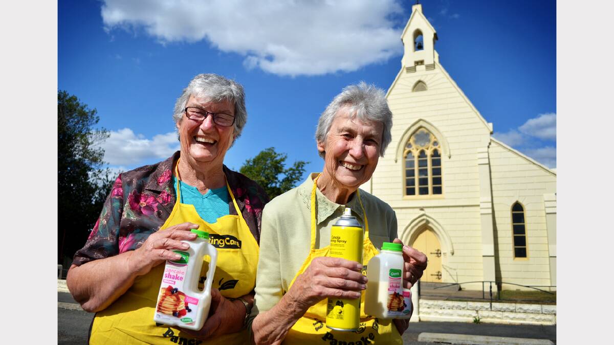 Pancake Day co-ordinators Edna Viney and Elaine Scott will cook up a storm.