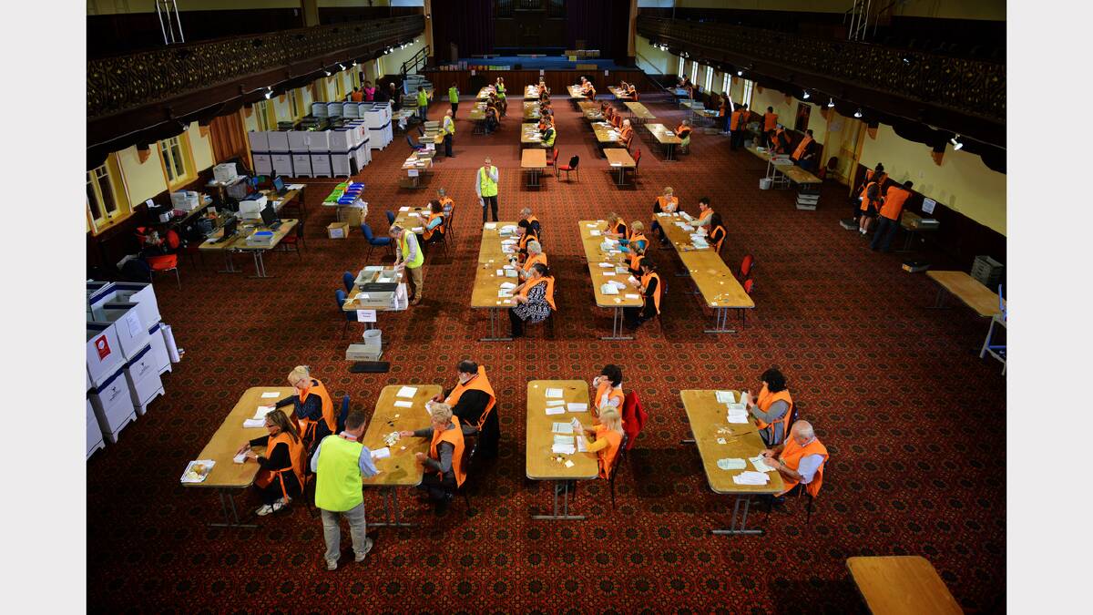Vote counters have their hands full at the Albert Hall today. Picture: Scott Gelston