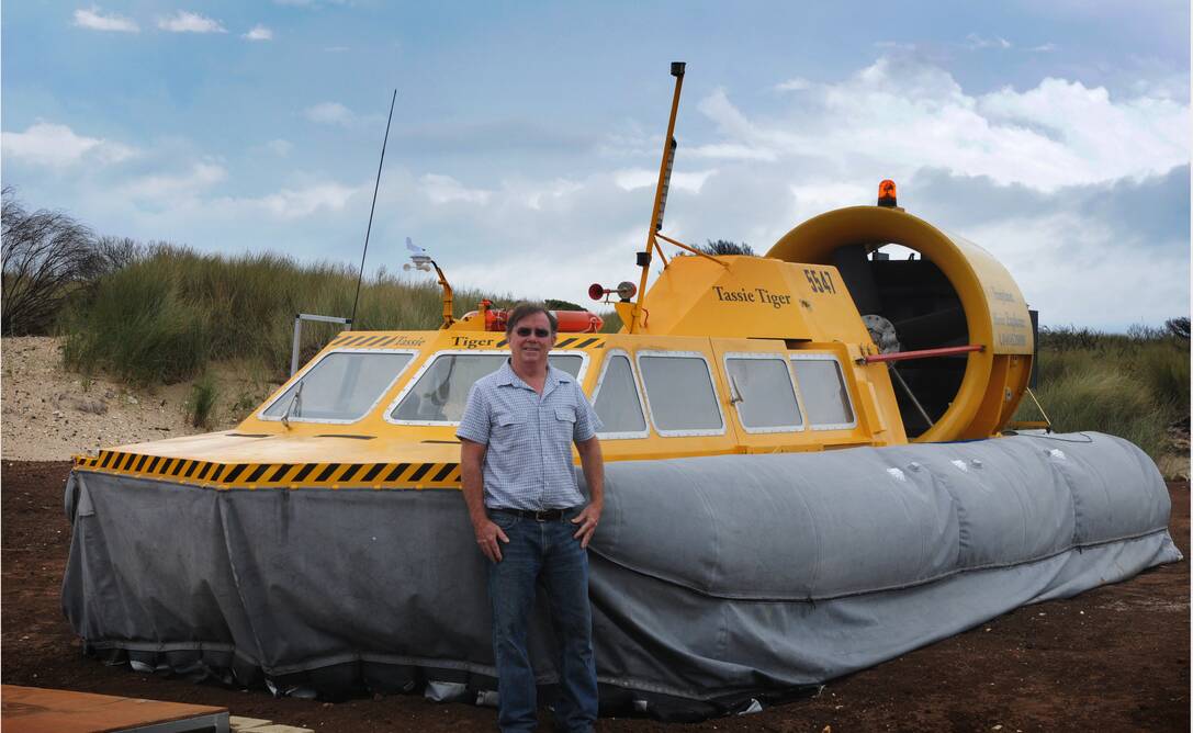 Swansea's Brett Miller shows off his Tiger Hovercraft. Picture: Paul Scambler