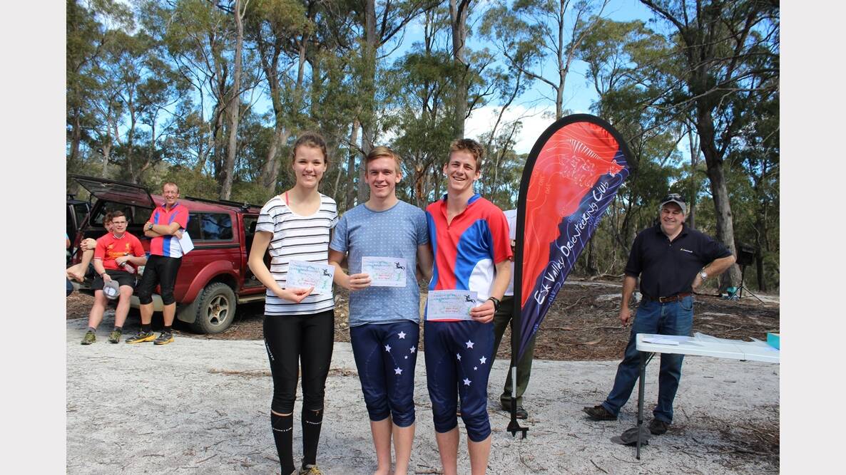 Hannah Goddard, Brodie Nankervis and Ashley Nankervis impressed during the Tas Champs Relay at the Tasmanian Orienteering Championships.