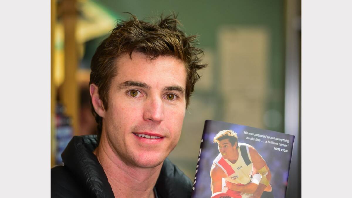 St Kilda legend Lenny Hayes visted Launceston today, promoting his book. Picture: Phillip Biggs