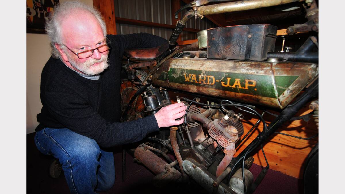 Motorcycle collector Howard Burrows will travel to Launceston for Sunday's Veteran Car Club of Tasmania car and motorcycle swap meet at the Willis Street car park.