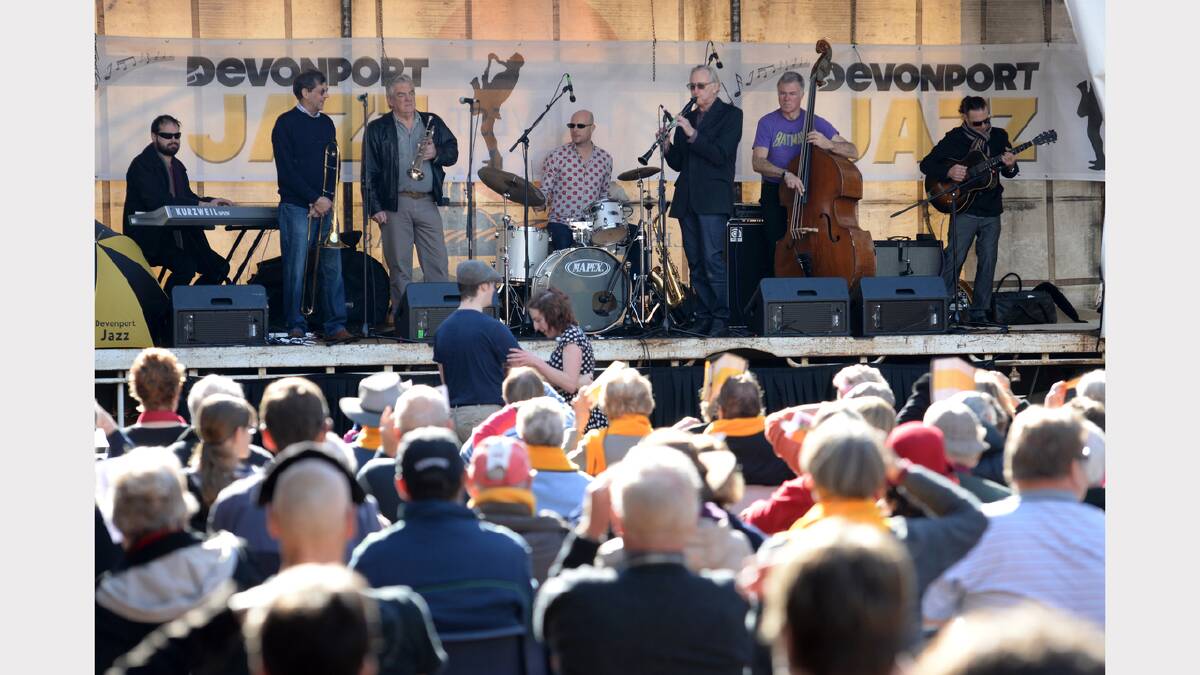 The Syncopators perform in the mall to a huge audience at the festival. Picture: Mark Jesser