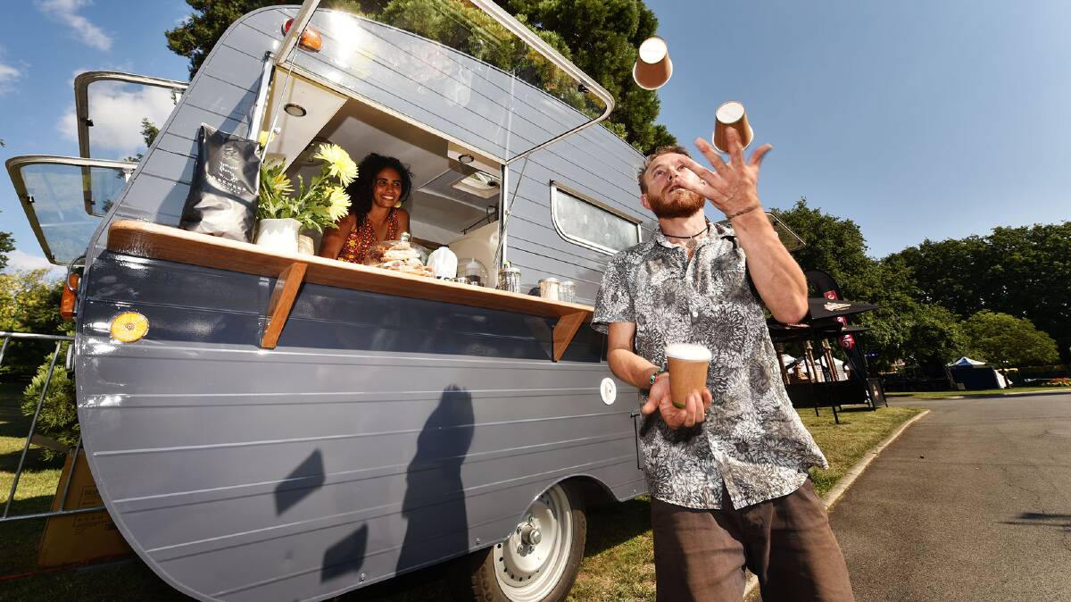 Sweetbrew co-owners Archana Brammal and Yorick Fitzgerald in the Sweet Little Caravan at Festivale on Friday.