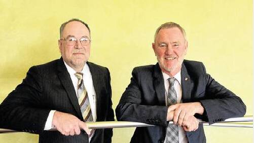 University provost Mike Calford and Launceston mayor Albert van Zetten. Picture: PAUL SCAMBLER