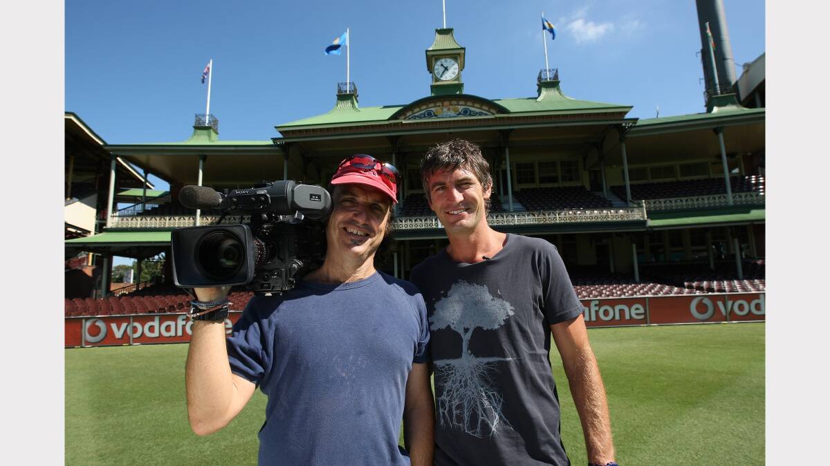 Director Michael McIntyre, here with former Sydney star Brett Kirk, will be screening his new documentary in Hobart next week. 