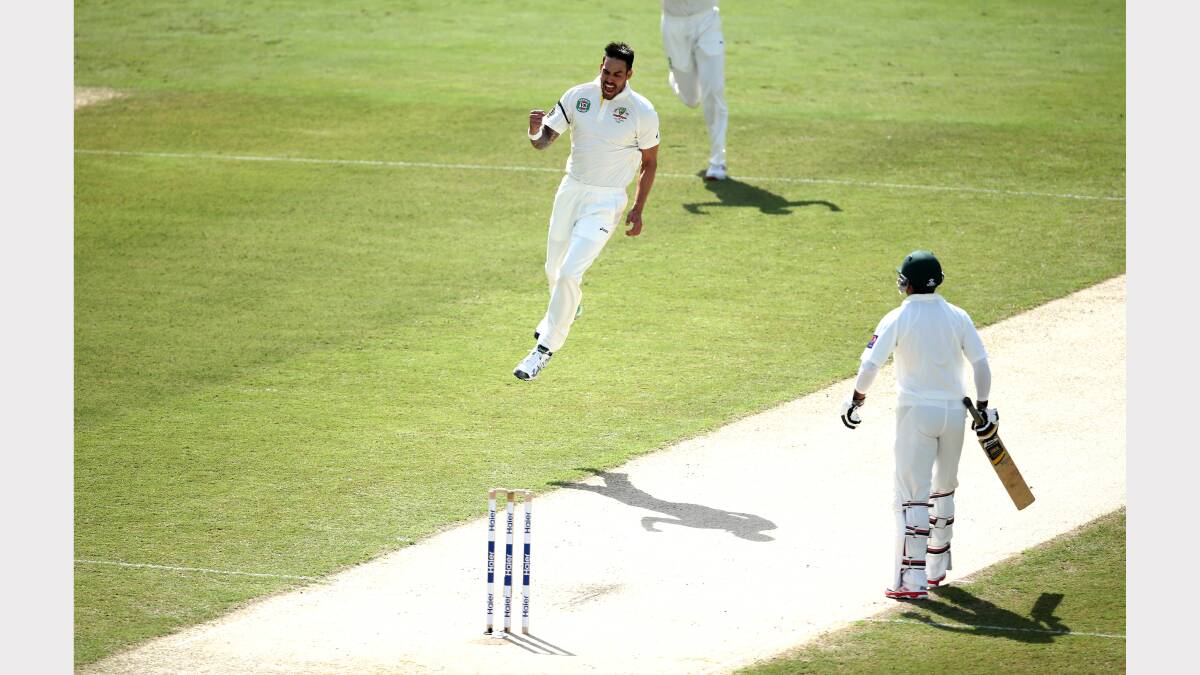 Mitchell Johnson in full flight. Picture: Getty Images.