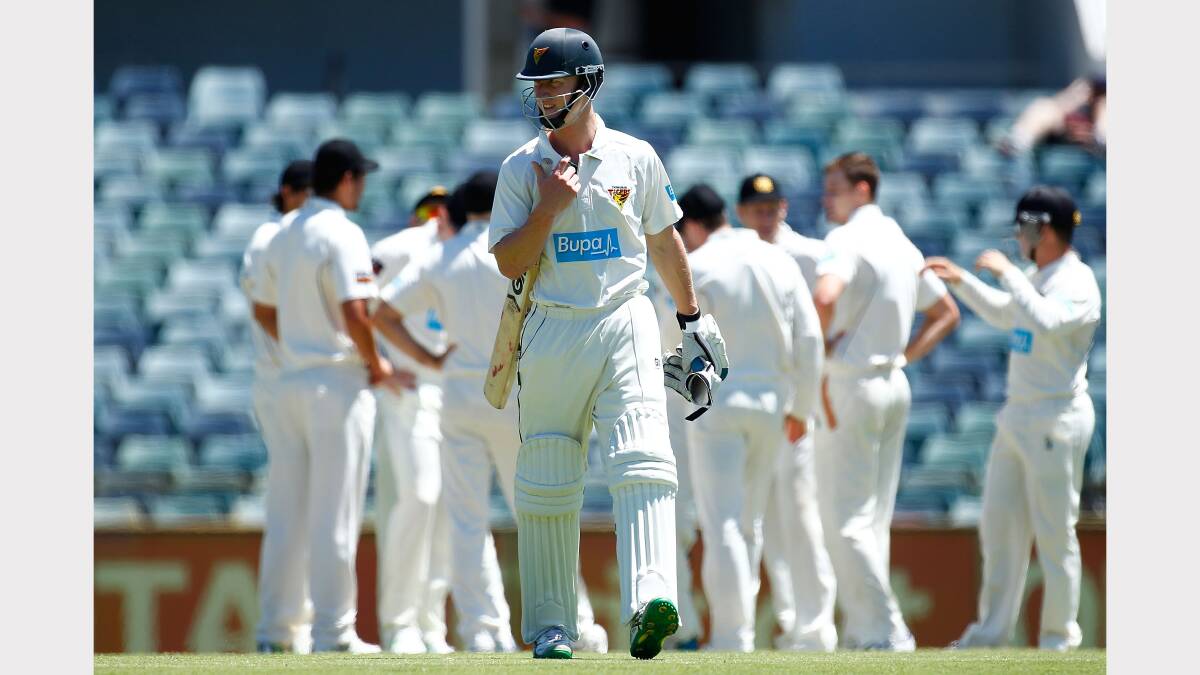Jordan Silk leaves the WACA yesterday. Picture: Getty Images.