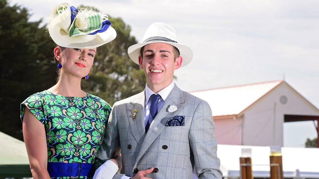 Quelin Chugg and Cale Barrett won first prizes at the Longford Cup's Fashion on the Field competition. Pic: PHIL BIGGS