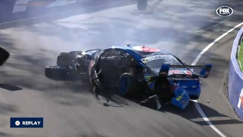 Defending champion Chaz Mostert has crashed out of today's Bathurst 1000 qualifying session. Photo: FOX SPORTS