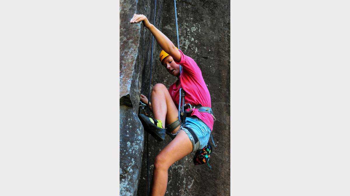 Jemimah Narkowicz, 15, tackles a climb at the Gorge  Photo: NIEL RICHARDSON