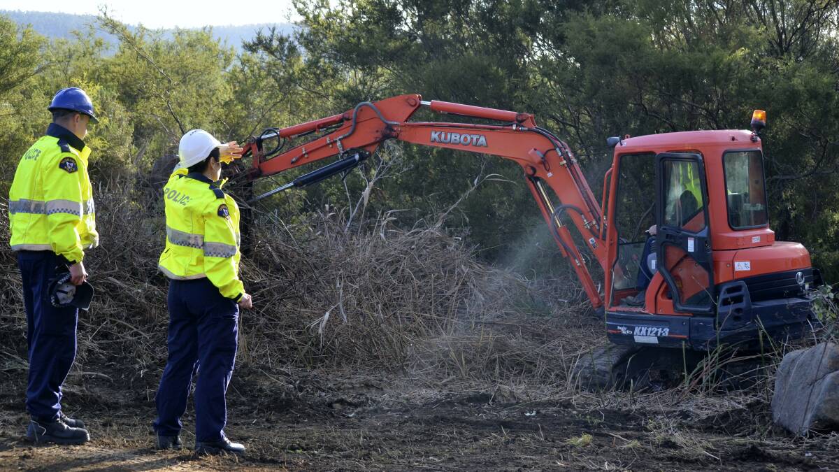 Police prepare to begin excavating on Monday in the search for the remains of missing woman Lucille Butterworth. Picture: DANIEL McCULLOCH