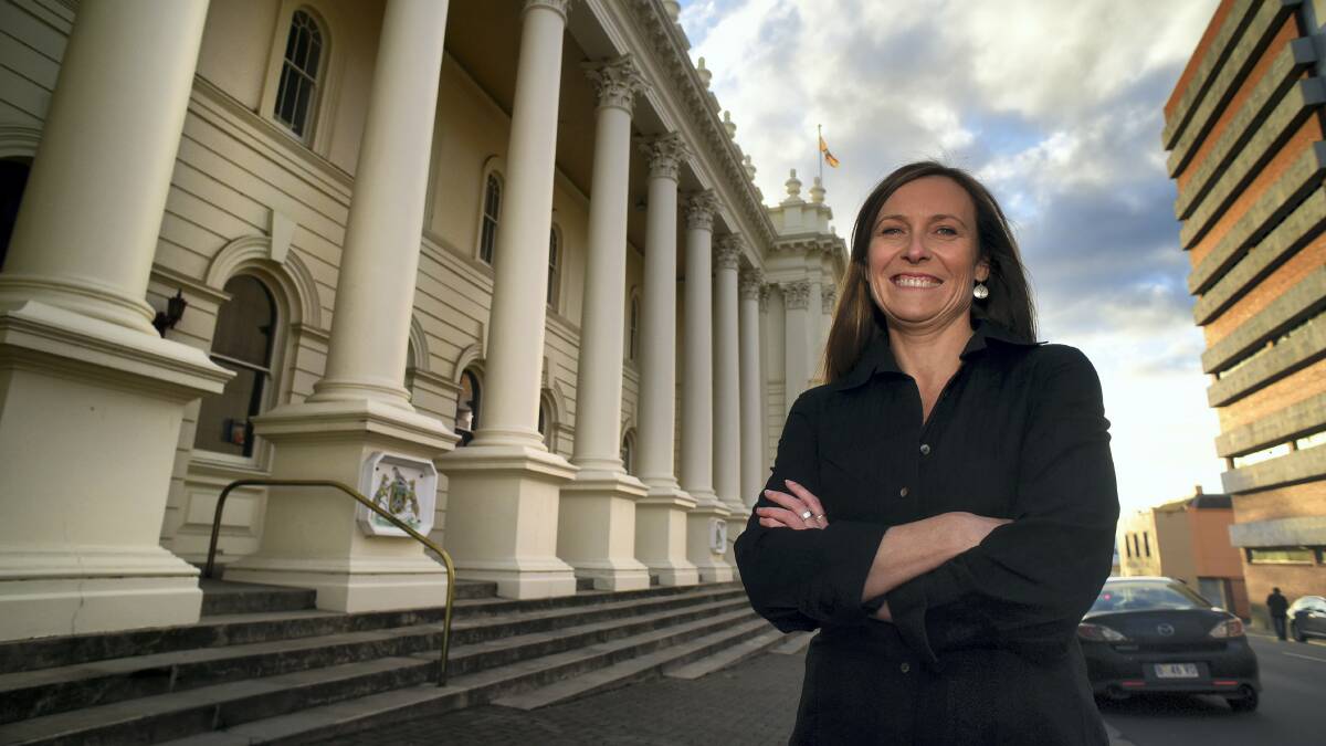 Karina Stojansek outside the Launceston Town Hall after being announced as the new alderman. Picture: PAUL SCAMBLER