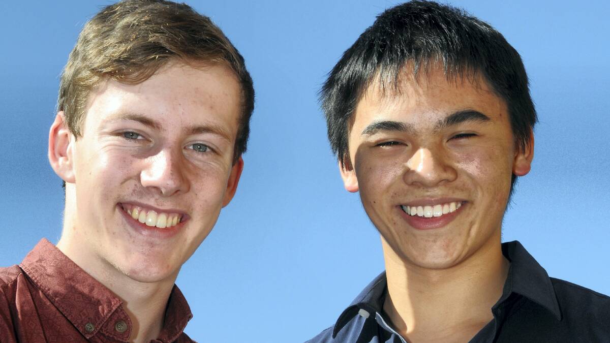 Highest achievers in the North,  Jack Hanson, 18, and Allan Le, 18, of Launceston College. Picture: PAUL SCAMBLER