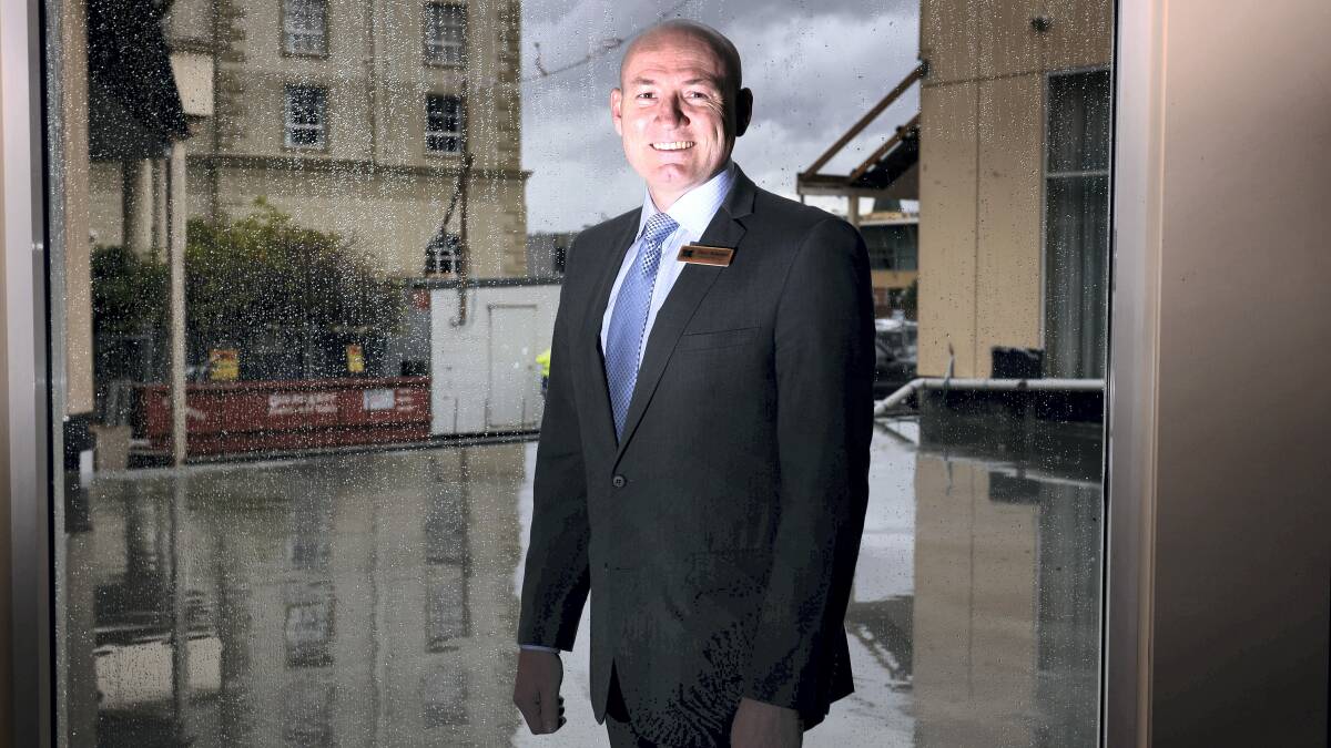 Hotel Grand Chancellor general manager Glenn Robertson in front of the new convention centre extension works. Picture: SCOTT GELSTON