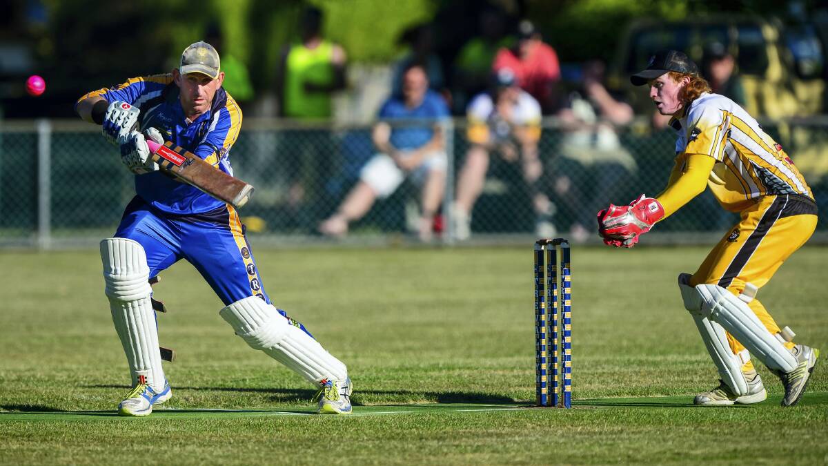 Trevallyn’s Andrew Fitz plays a shot in the T20 final against Longford at Trevallyn. Pictures: PHILLIP BIGGS