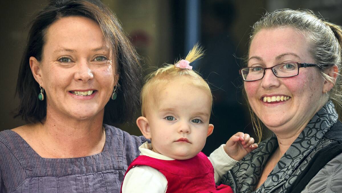 Launceston General Hospital midwife Amanda Stockdale was nominated for Midwife of the Year by De-Arne Richardson, with daughter Imogen Turnbull, 11 months. Picture: PHILLIP BIGGS