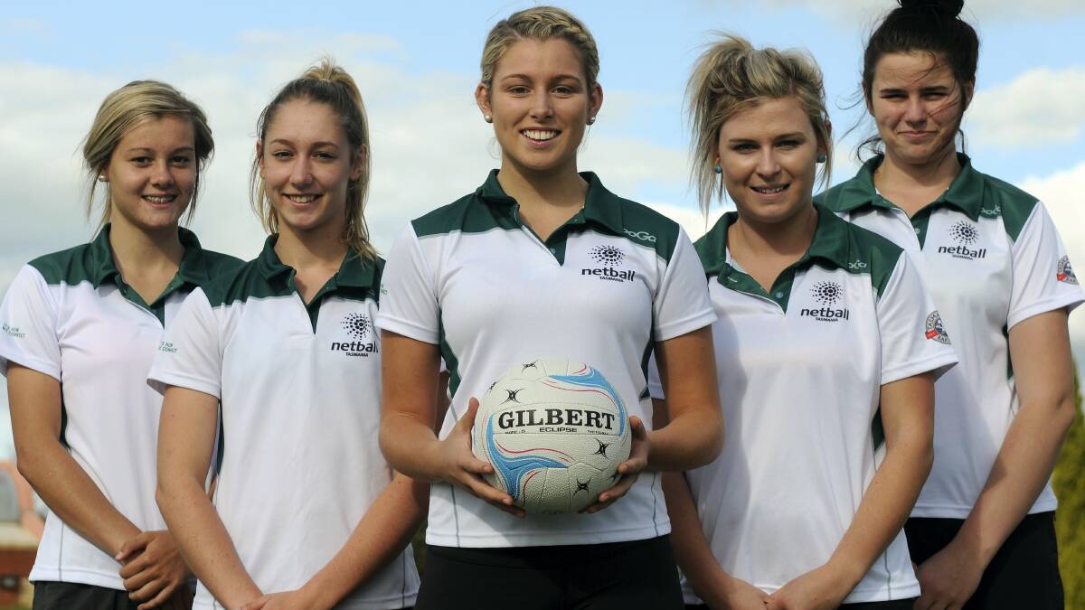 Northern state underage netball team members  Deanna  Wadley,  under-17,  Shelby Miller,  under-17   captain, Georgie Briggs, under-19 captain,  Maddison McDougall, under-19,  and Ashlea Mawer, under-19. Picture: PAUL SCAMBLER.
