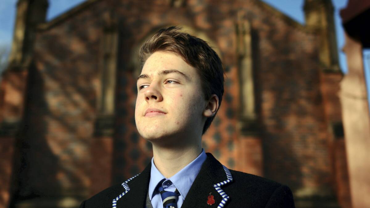 Launceston Church Grammar student Eamonn Shorter, 14, won the national speaking competition Rostrum Voice of Youth. Picture: SCOTT GELSTON
