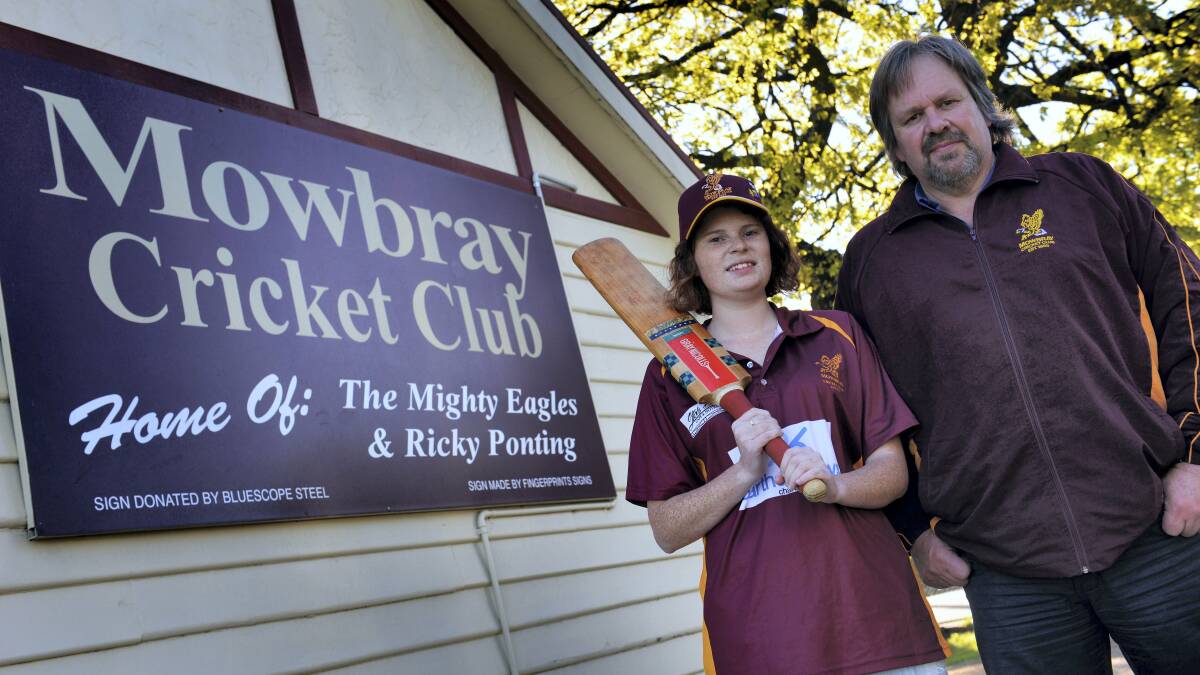 Player Michaela Hutchins and Mowbray Cricket Club chairman Shane Pritchard.  Picture: SCOTT GELSTON