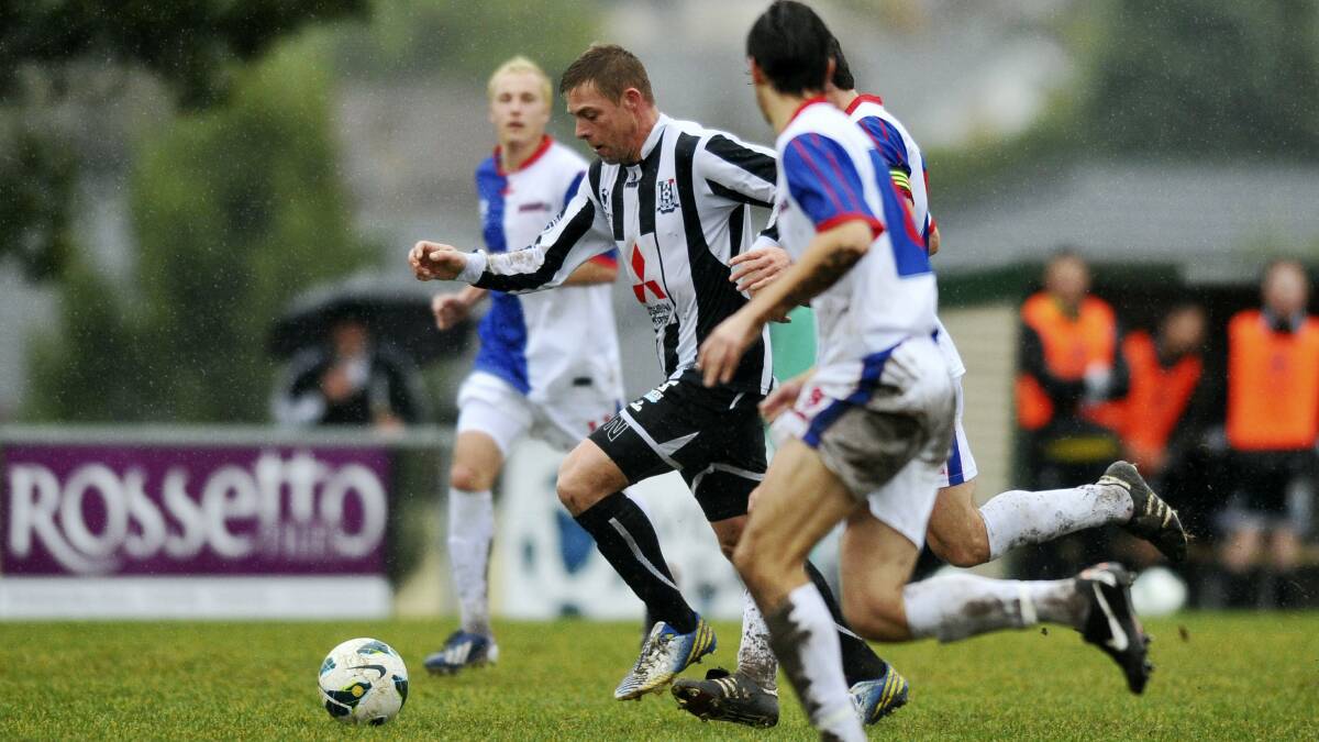 Former Socceroos striker Danny Allsopp in action during his guest appearance for Launceston City against Northern Rangers last season. Picture: SCOTT GELSTON