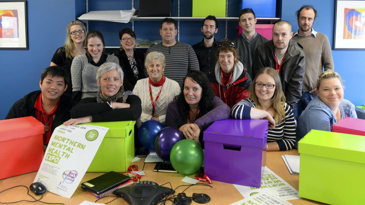 Discussing the upcoming Northern Mental Health Expo are: BACK: Kylie Williams, Phoebe Hudson, Rhonda Mackrill, Nic Basalto, Dean Richardson, Lewis Perkins, Robert McConnell and Darren McKay. FRONT: Cornas Liew, Alison Filgate, Leanne Griffiths, Jacqueline Brown, Diane Hayes, Katie Upston and Christine Apted.  Picture: MARK JESSER

