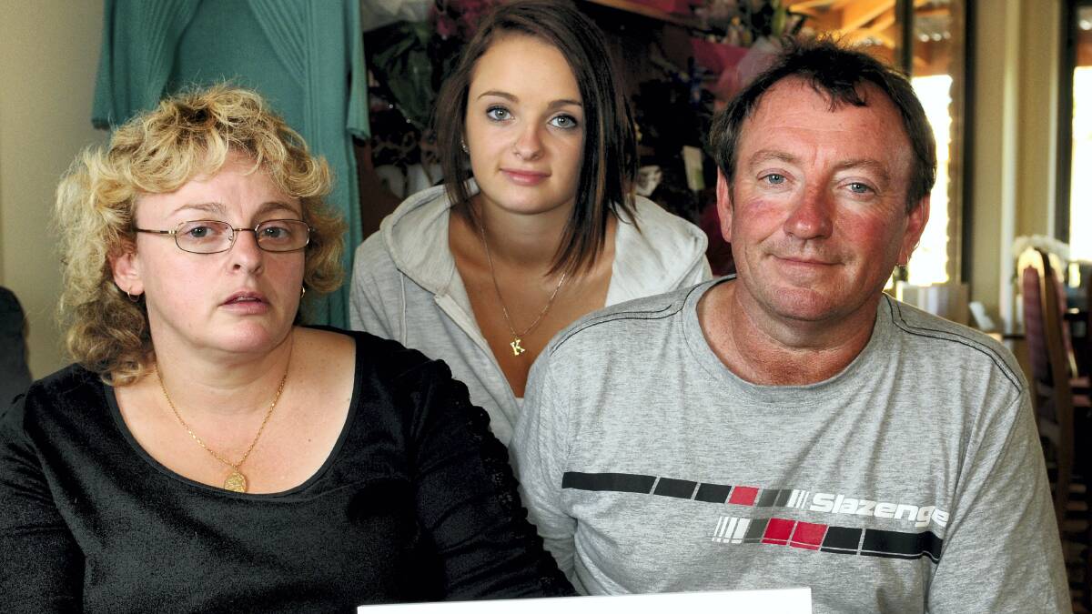 Launceston girl Katelyn Taylor's parents Gaylene and Craig Taylor and sister Bridie.

Picture: GEOFF ROBSON