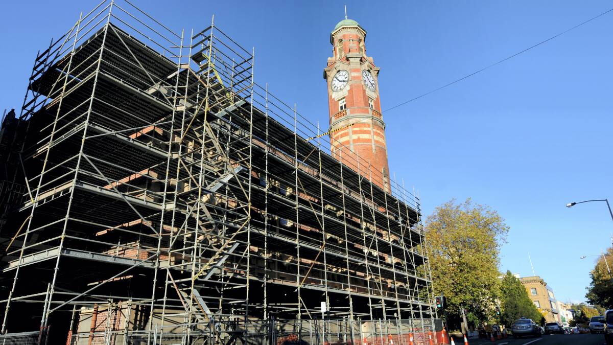 Heritage maintenance works under way at the Launceston Post Office building. Picture: GEOFF ROBSON