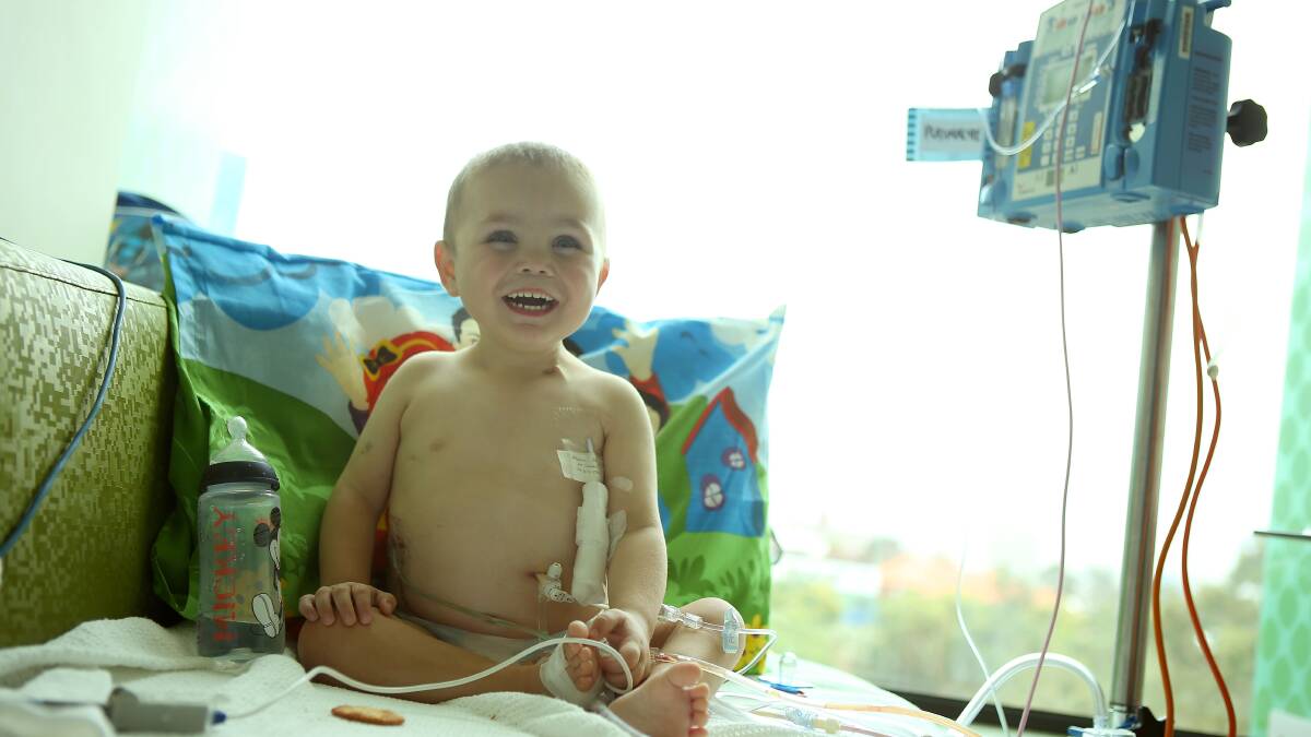 Kaije Archer is ``healthy, happy and alert" after receiving a kidney transplant from his grandmother. Picture: The Age