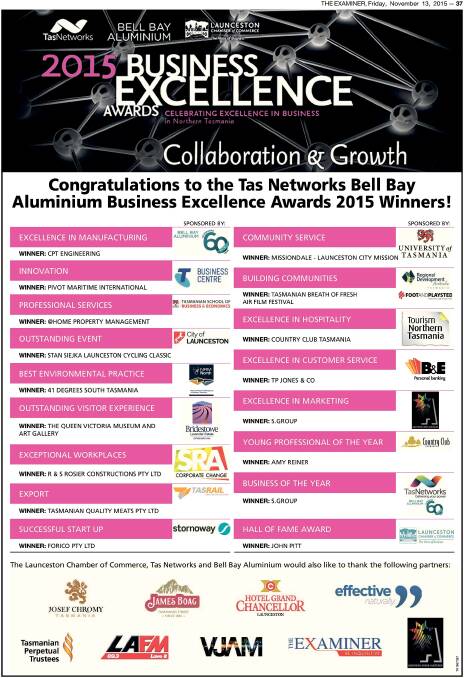 Launceston Chamber of Commerce Business Excellence Awards 2015