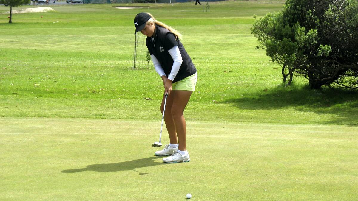  Georgia Milbourne in putting action in the Tamar Valley Junior Cup.
