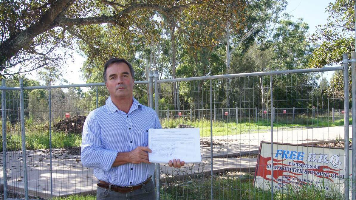 PETITION: Morpeth Heritage Conservation Group president Simon Brooker at the former Morpeth Bowling Club site.
