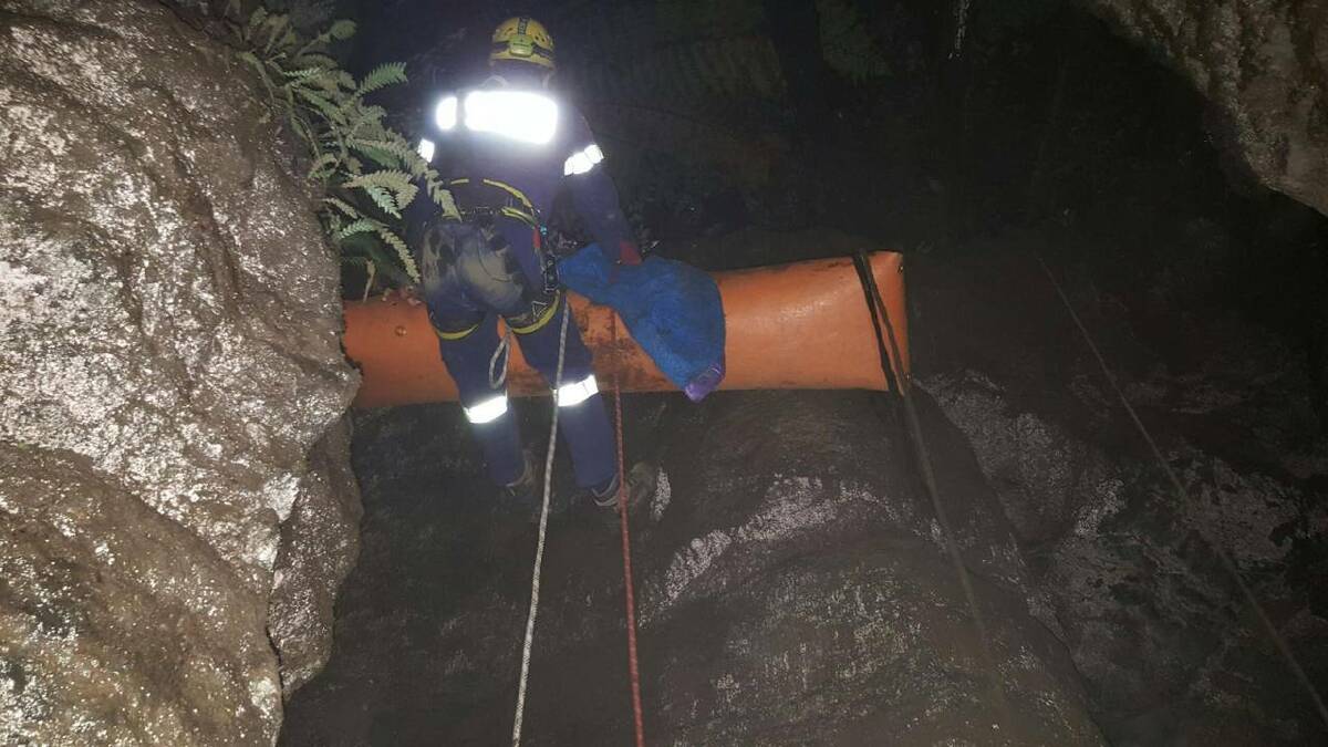 Police and SES work to rescue the girl and her mother. Photo: Tasmania Police