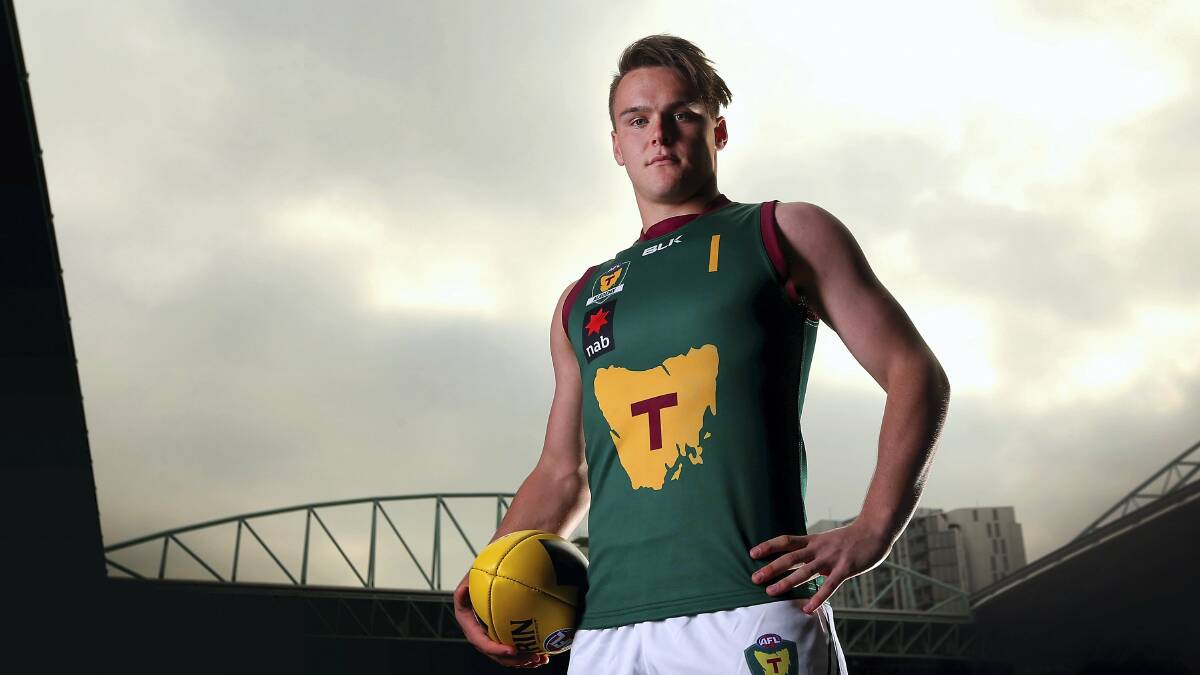 Kieran Lovell was the first Tasmanian picked in the national AFL draft on Tuesday night, selected in the first round by reigning premiers Hawthorn with pick 22. Picture: GETTY IMAGES