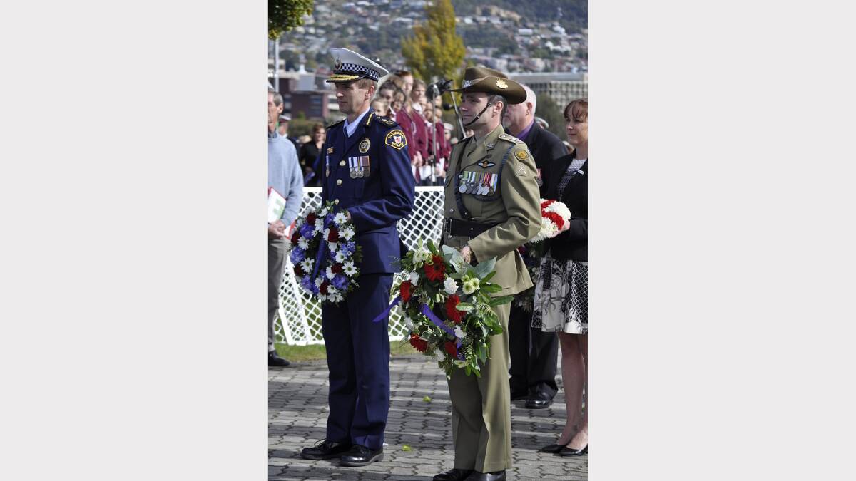 Thousands of people attended Anzac Day services in Hobart today. Picture: GEORGIE BURGESS.
