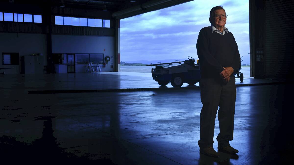 Lindsay Millar in the Royal Flying Doctor Service Tasmania hangar at Western Junction. Mr Millar stepped down from the organisation’s board on Thursday after 50 years of service. Picture: SCOTT GELSTON