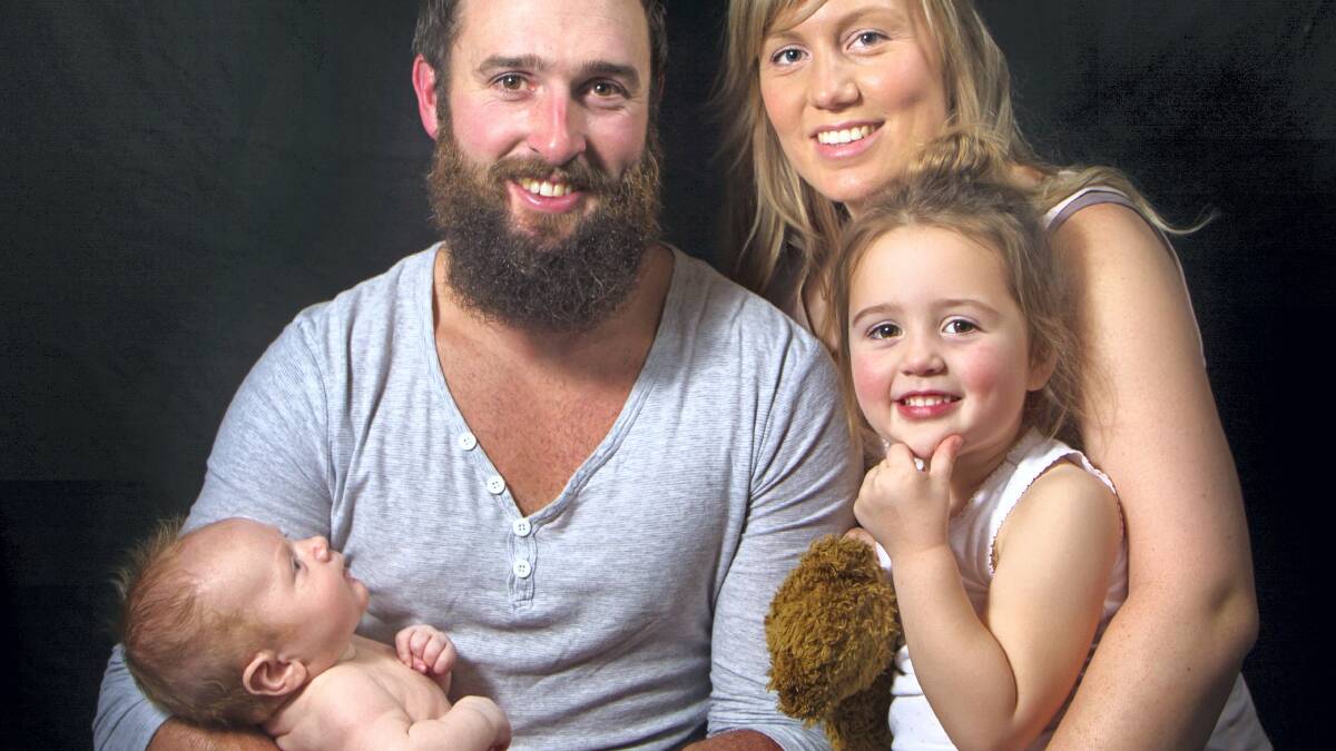 Marc and Kristaly Best, of Stanley, have had a big few months with the birth of their now 11-week-old baby Oakley and their daughter Lilly, 3, being diagnosed with a brain tumour. Picture: TARA DUNSTAN
