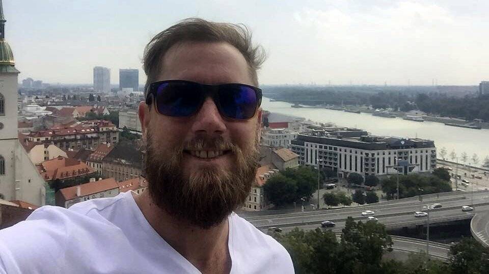 Matthew Atkinson in Bratislava, Slovakia, which he visited before his accident in Germany.