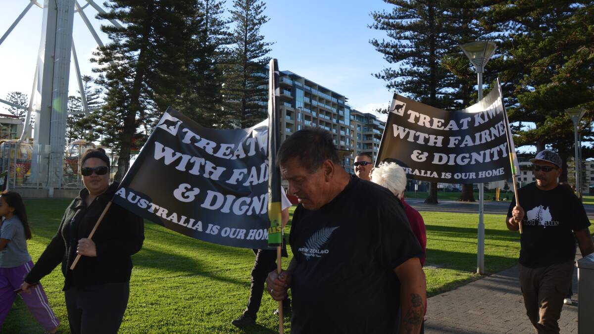 New Zealanders protest in Adelaide for a better deal from the Australian government.
