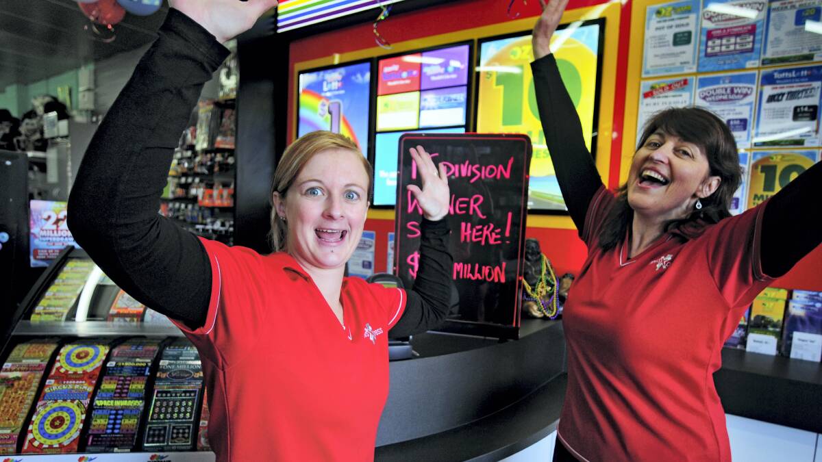 George Town News and Lotto's Lisa Pestrucci and Sue Sherriff celebrate selling another division 1 winning ticket. Picture: PETER SANDERS