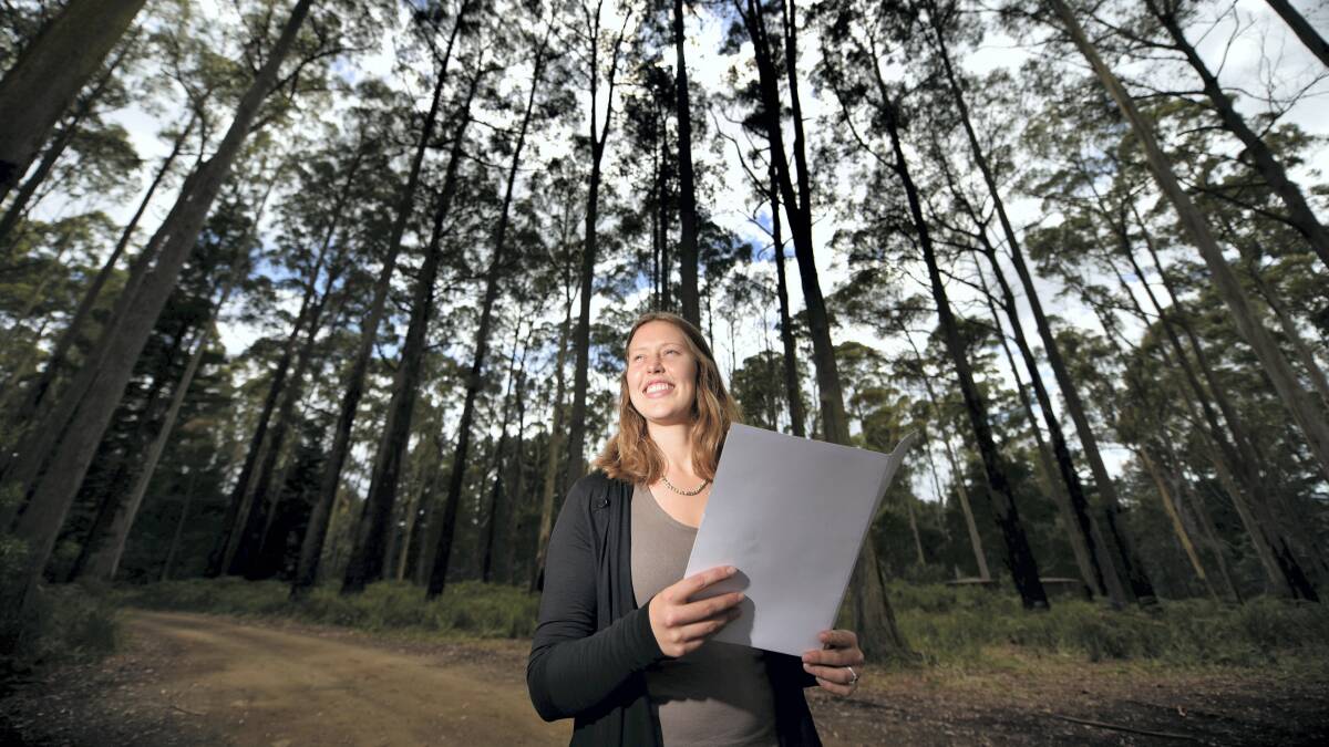 Blue Derby Pods Ride developer Tara Anstie, at the Hollybank Mountain Bike Trails, says the project, if successful, would create 50 direct jobs in the region. Picture: SCOTT GELSTON