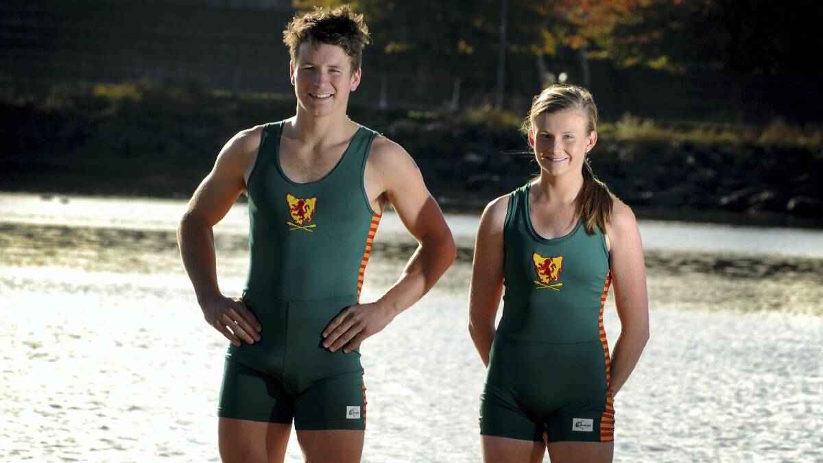 Launceston rowers Henry Youl, 19, and Caitlin Bloomfield, 18, who will row for Australia. Picture: GEOFF ROBSON