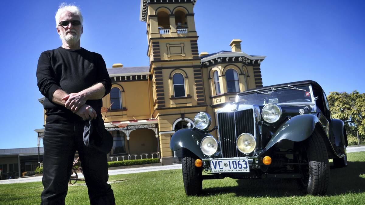 MG Car Club of Tasmania member John James with his 1953 MGTD at Eskleigh, Perth.