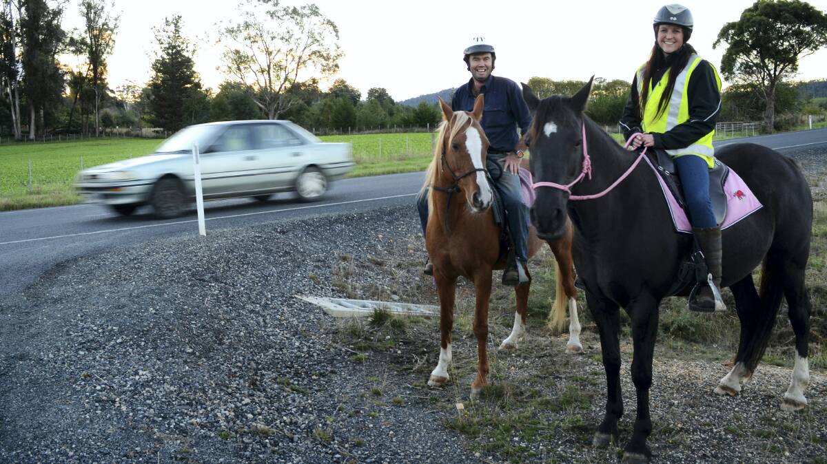 Horse users Jeremy Ford and Kelly Parker want to encourage more awareness for motorists about riders on roads.