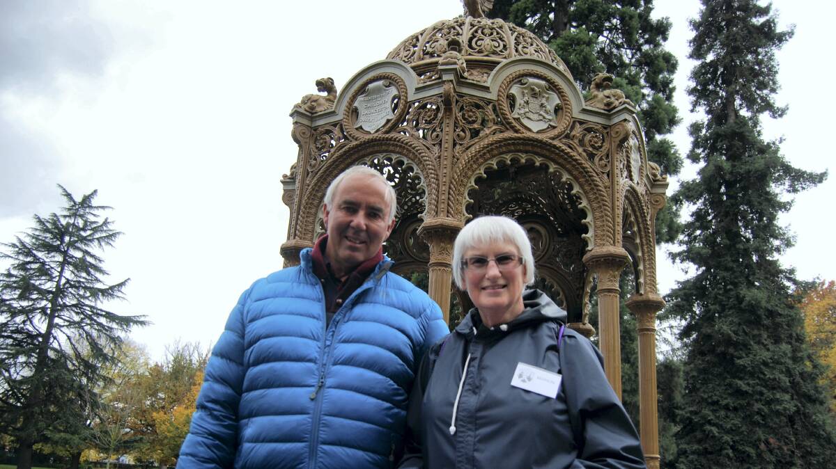 Marion Sargent and Geoff Gunn touring City Park yesterday as part of the Tasmanian Heritage Festival.