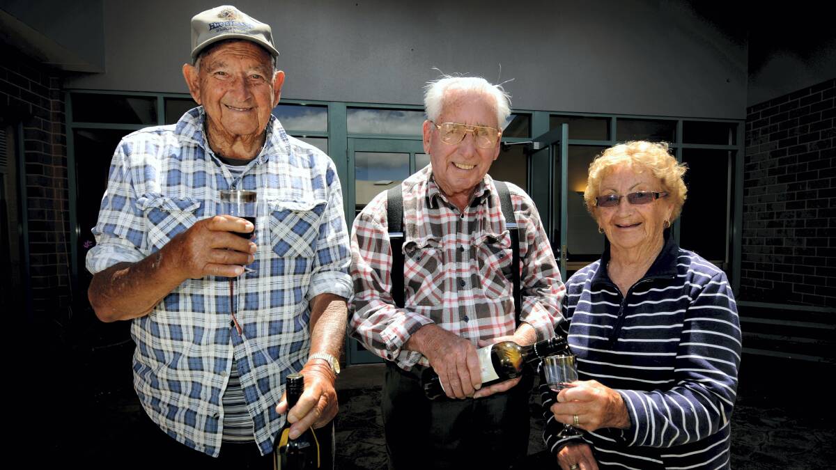 Eliza Purton Home residents Mick Delaney, Murray Applebee and Nancy Aitken are organising a bar at the home. Picture: GEOFF ROBSON