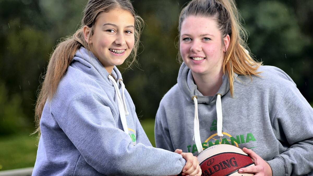 Northern  state  under-16 basketball team members  Claudia Howard and Jayde Brazendale are looking forward to the  national championships in Ulverstone in July. Picture: PHILLIP BIGGS