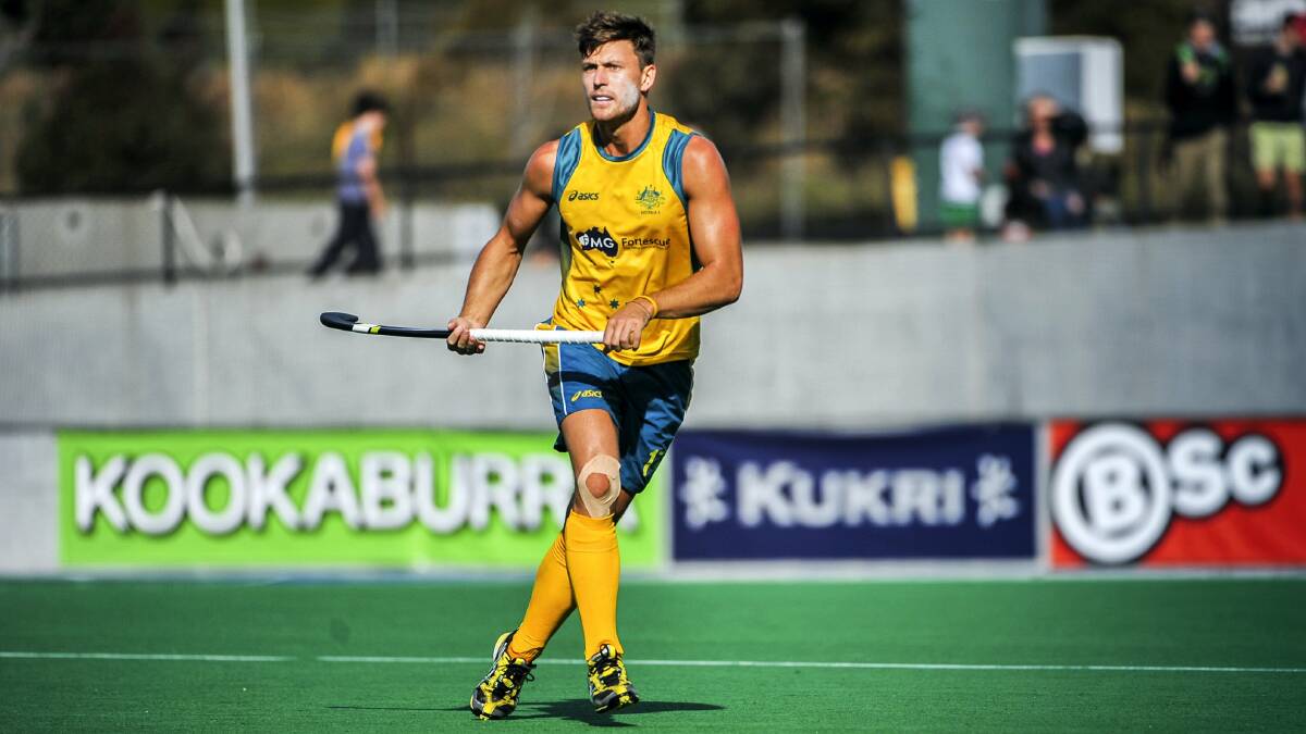 Former Launceston hockey player Nick Budgeon in action for Australia A on Sunday in Hobart. Picture: OLIVER KING